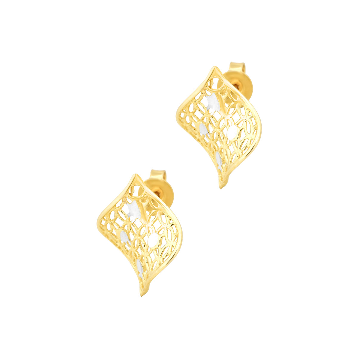 Δίχρωμα Χρυσά σκουλαρίκια Wavy K14